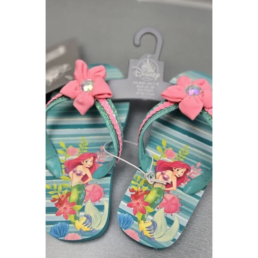 Disney Store Princess Ariel Flip Flops Sandals Shoes Girl Size 9/10